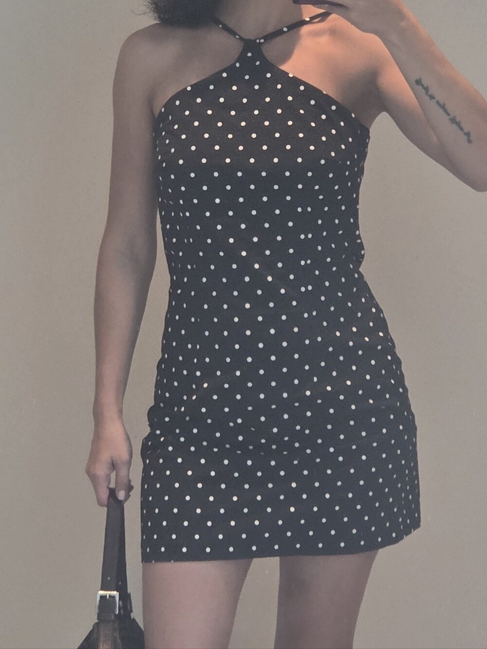 I.N. San Francisco Vintage Mini Dress Polka Dot Y2K Size Small Halter Sleeveless